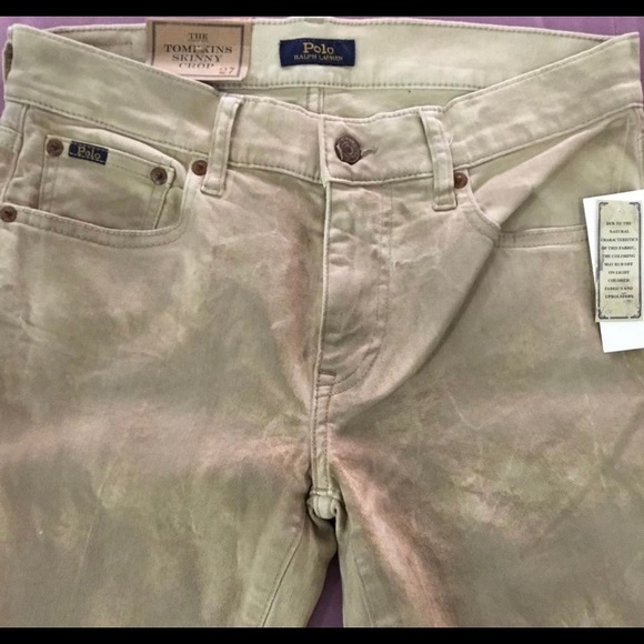 NWT Ralph Lauren Polo Khaki distressed look Tompkins Skinny Crop Jean / Pants - Picture 3 of 4